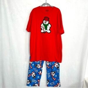 Men's Frosty The Snowman Two Piece Pajamas, Lounge, Pants, Top, Christmas, XL‎